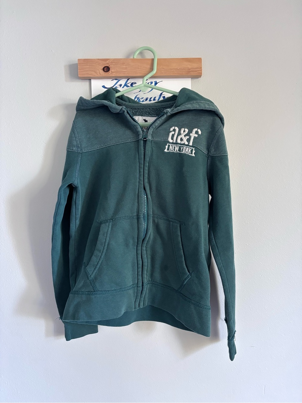 abercrombie kids dark teal zip-up hoodie